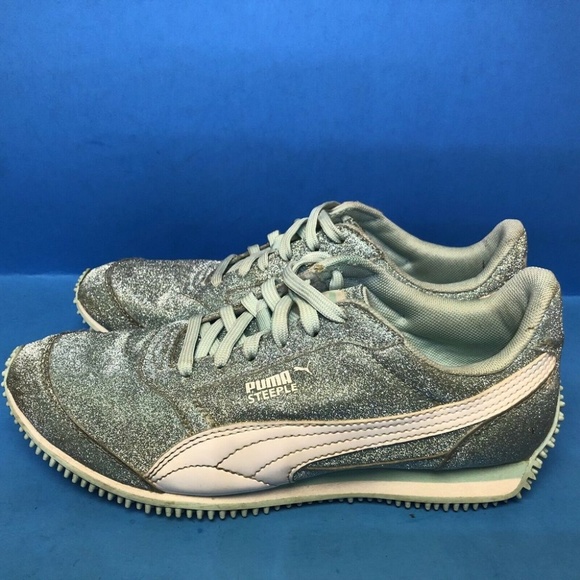 PUMA Shoes - Puma Steeple GLITZ AOG Light Blue Glitter Size 5